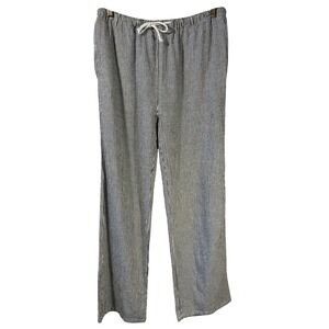 C'ISA‎ Striped Linen Blend Drawstring Pants Elastic Waist Size M Relaxed Comfy